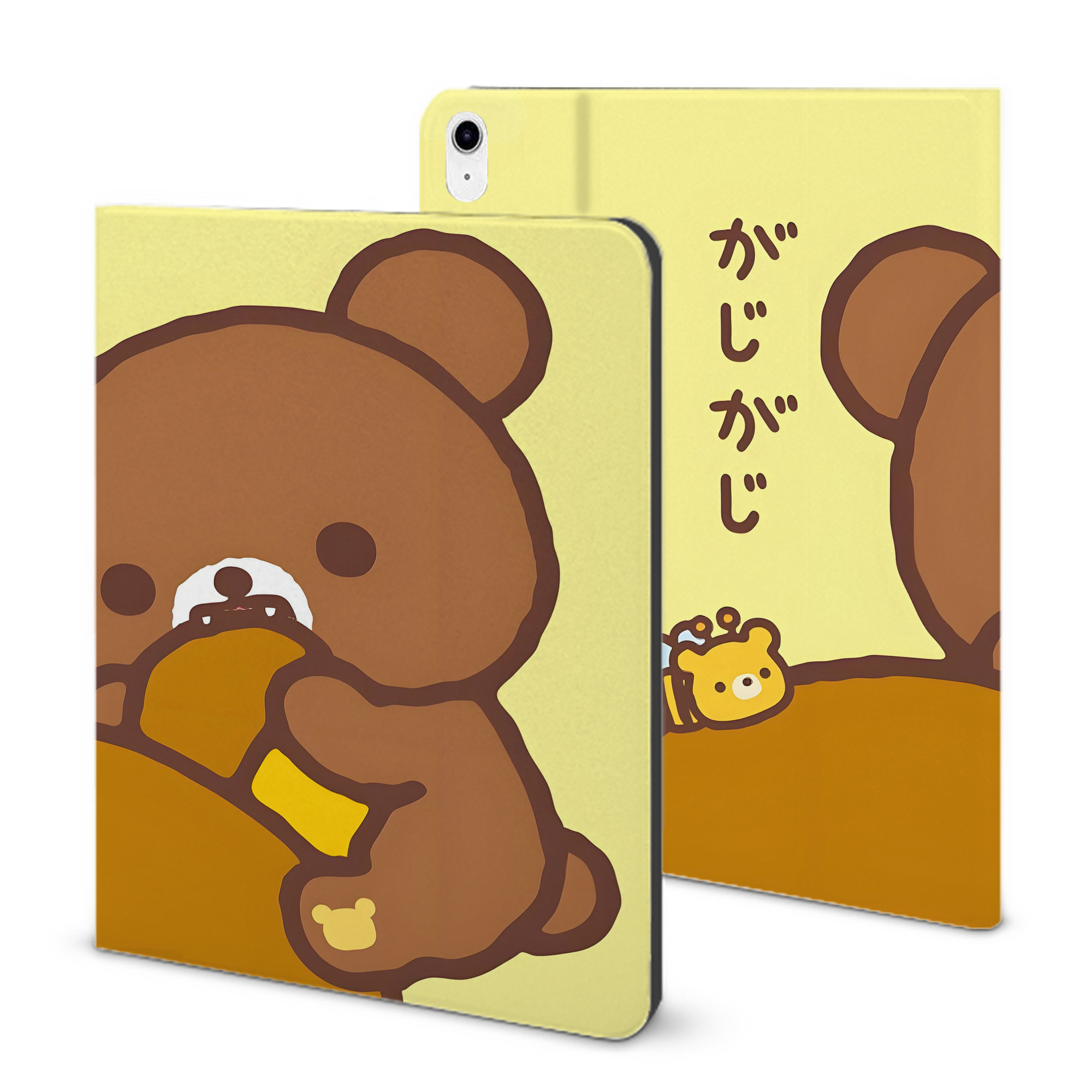 （画像用） リラックマ リラックマ キイロイトリ Rilakkuma Korilakkuma Kiiroitori IPad ケース ブック型 PUレザー TPU 耐衝撃 軽量 薄型 ペン収納なし 全面保護 IPad 各モデル対応